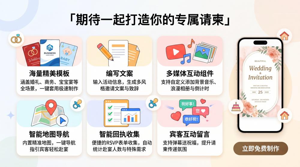成人礼电子邀请函｜简约高级款一键生成，小白也能零失误搞定